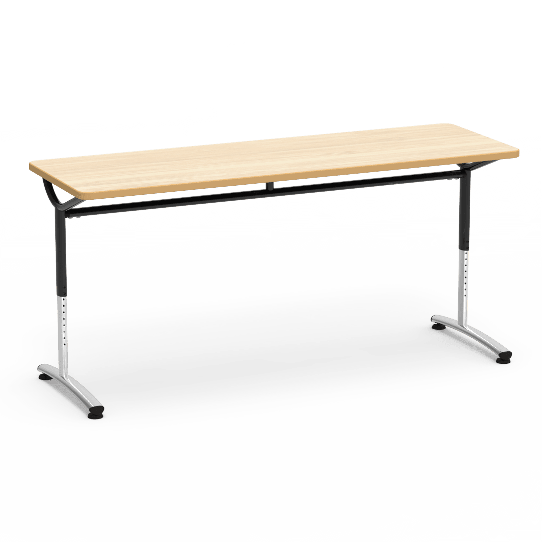 Virco TEXT Series Adjustable Height Training Table featuring Vertical Range and High - Performance Laminate Worksurface with Heavy - Gauge Steel Frame 72"W x 24"D x 26 - 34"H (TABLE - TE24728YADJ) - SchoolOutlet