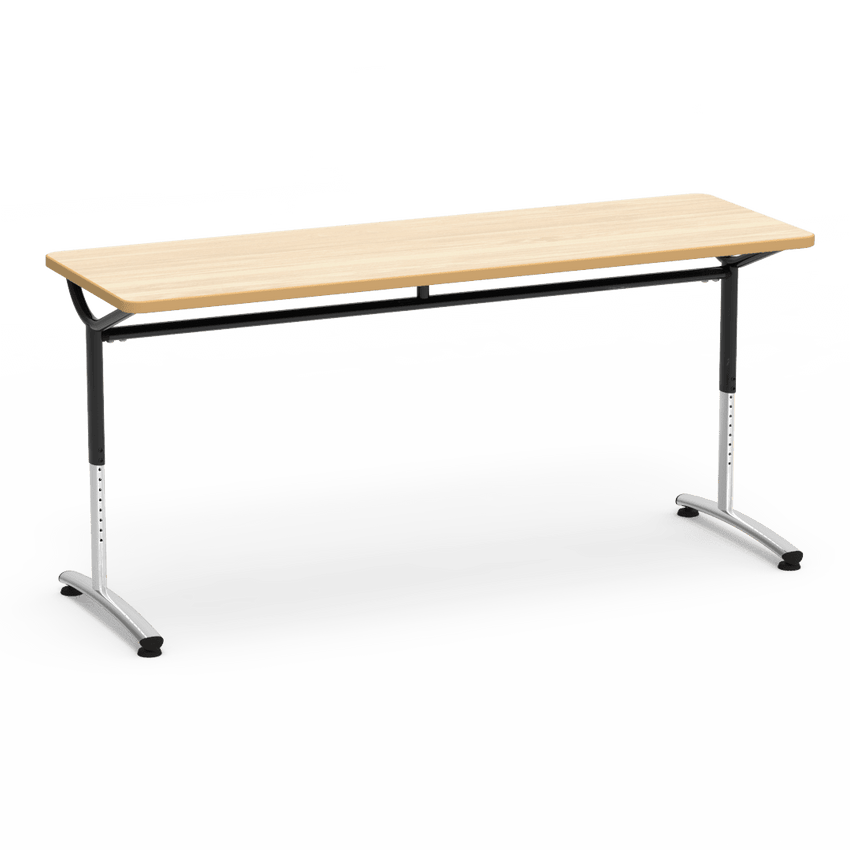 Virco TEXT Series Adjustable Height Training Table featuring Vertical Range and High - Performance Laminate Worksurface with Heavy - Gauge Steel Frame 72"W x 24"D x 26 - 34"H (TABLE - TE24728YADJ) - SchoolOutlet