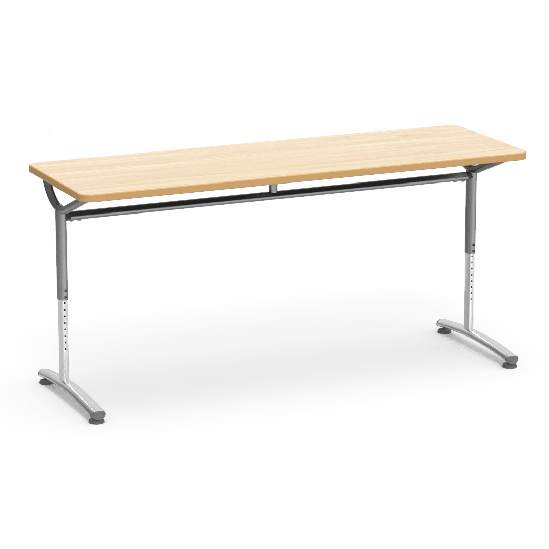 Virco TEXT Series Adjustable Height Training Table featuring Vertical Range and High - Performance Laminate Worksurface with Heavy - Gauge Steel Frame 72"W x 24"D x 26 - 34"H (TABLE - TE24728YADJ) - SchoolOutlet