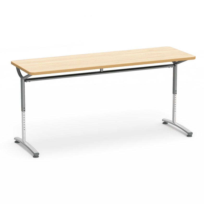 Virco TEXT Series Adjustable Height Training Table featuring Vertical Range and High - Performance Laminate Worksurface with Heavy - Gauge Steel Frame 72"W x 24"D x 26 - 34"H (TABLE - TE24728YADJ) - SchoolOutlet