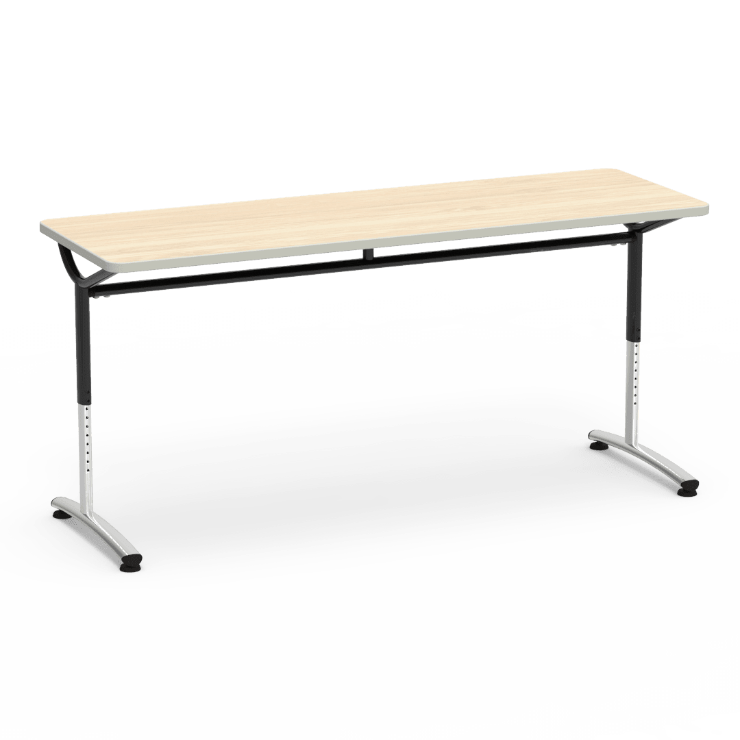 Virco TEXT Series Adjustable Height Training Table featuring Vertical Range and High - Performance Laminate Worksurface with Heavy - Gauge Steel Frame 72"W x 24"D x 26 - 34"H (TABLE - TE24728YADJ) - SchoolOutlet