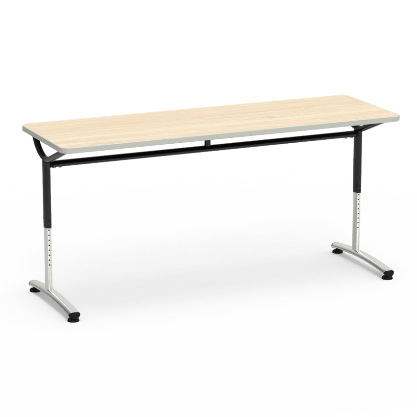 Virco TEXT Series Adjustable Height Training Table featuring Vertical Range and High - Performance Laminate Worksurface with Heavy - Gauge Steel Frame 72"W x 24"D x 26 - 34"H (TABLE - TE24728YADJ) - SchoolOutlet
