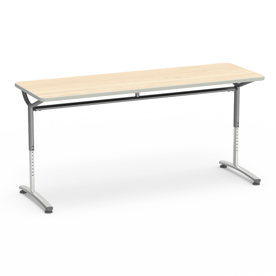 Virco TEXT Series Adjustable Height Training Table featuring Vertical Range and High - Performance Laminate Worksurface with Heavy - Gauge Steel Frame 72"W x 24"D x 26 - 34"H (TABLE - TE24728YADJ) - SchoolOutlet