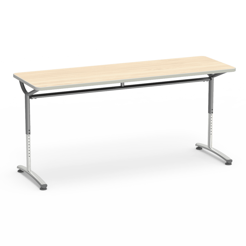 Virco TEXT Series Adjustable Height Training Table featuring Vertical Range and High - Performance Laminate Worksurface with Heavy - Gauge Steel Frame 72"W x 24"D x 26 - 34"H (TABLE - TE24728YADJ) - SchoolOutlet