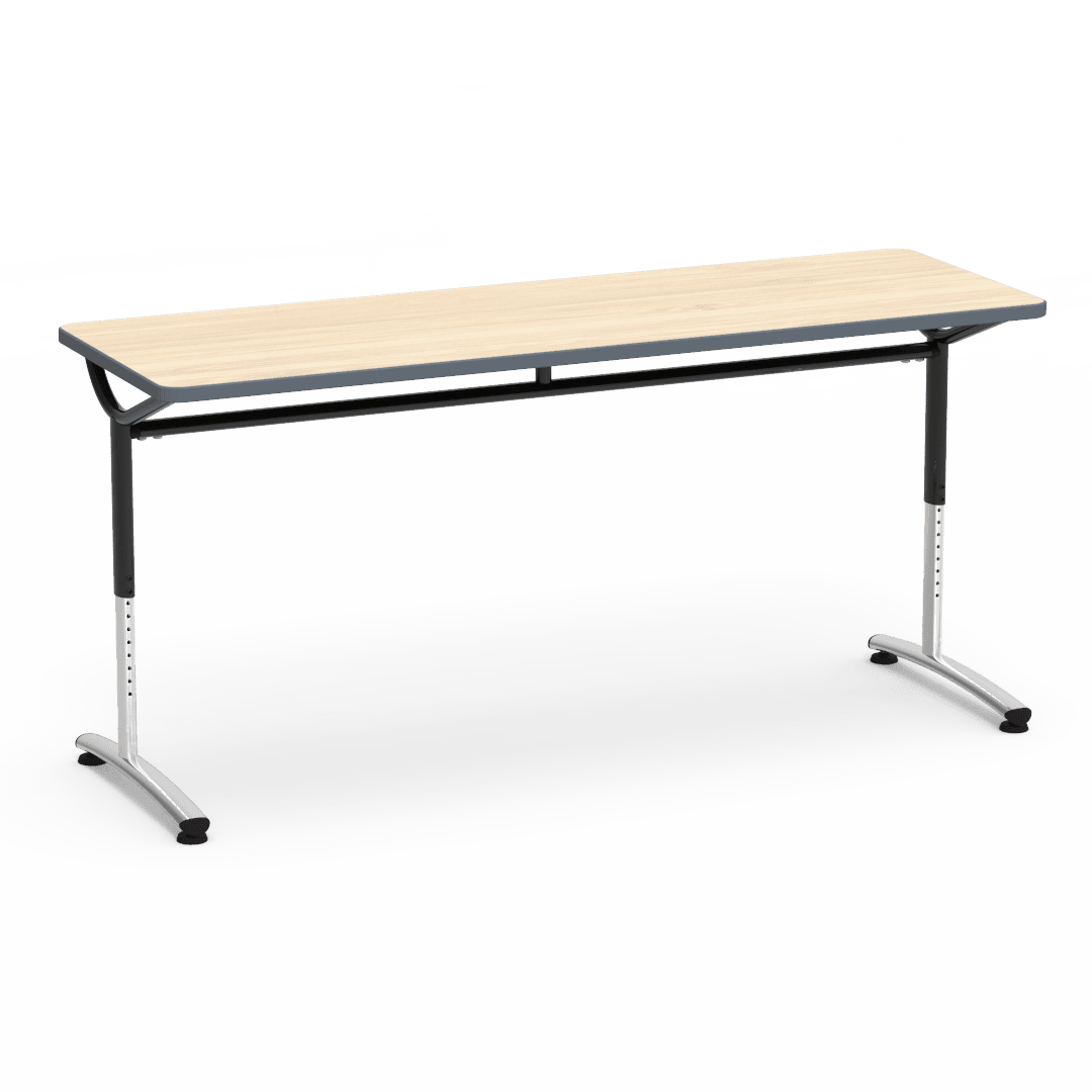 Virco TEXT Series Adjustable Height Training Table featuring Vertical Range and High - Performance Laminate Worksurface with Heavy - Gauge Steel Frame 72"W x 24"D x 26 - 34"H (TABLE - TE24728YADJ) - SchoolOutlet