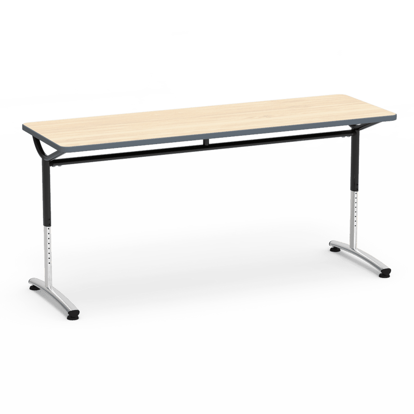 Virco TEXT Series Adjustable Height Training Table featuring Vertical Range and High - Performance Laminate Worksurface with Heavy - Gauge Steel Frame 72"W x 24"D x 26 - 34"H (TABLE - TE24728YADJ) - SchoolOutlet