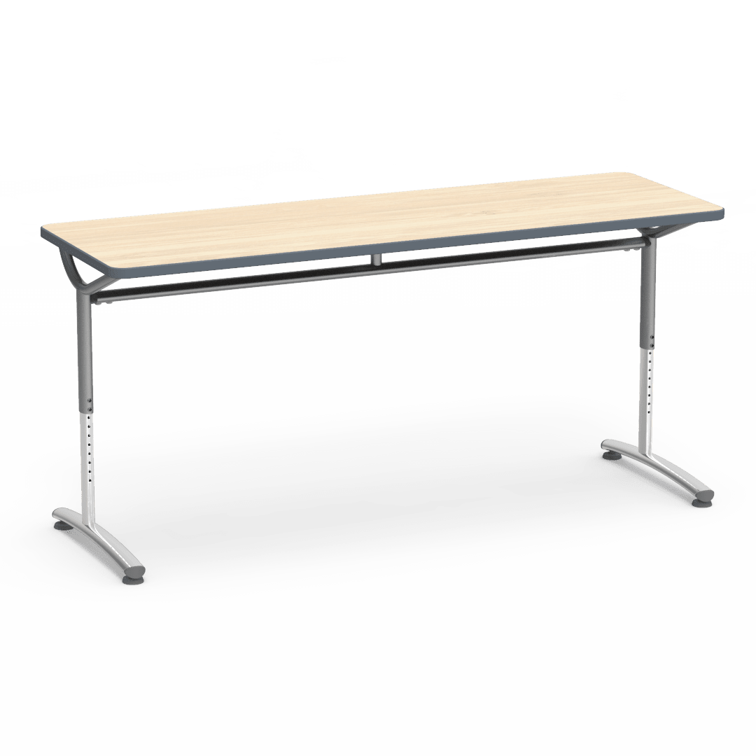 Virco TEXT Series Adjustable Height Training Table featuring Vertical Range and High - Performance Laminate Worksurface with Heavy - Gauge Steel Frame 72"W x 24"D x 26 - 34"H (TABLE - TE24728YADJ) - SchoolOutlet