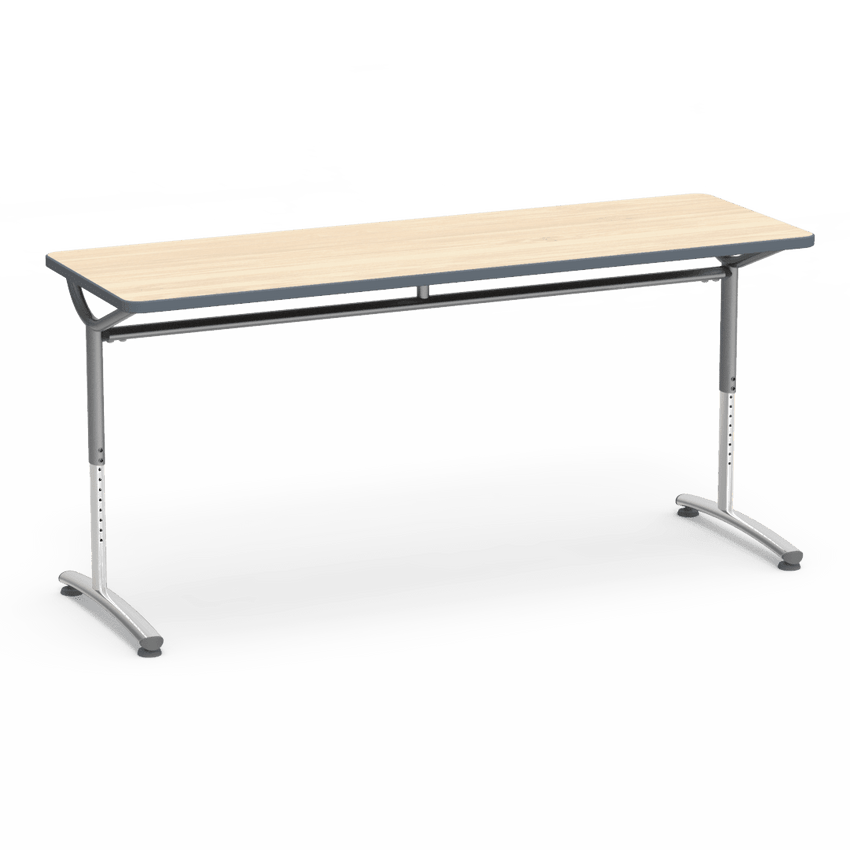 Virco TEXT Series Adjustable Height Training Table featuring Vertical Range and High - Performance Laminate Worksurface with Heavy - Gauge Steel Frame 72"W x 24"D x 26 - 34"H (TABLE - TE24728YADJ) - SchoolOutlet