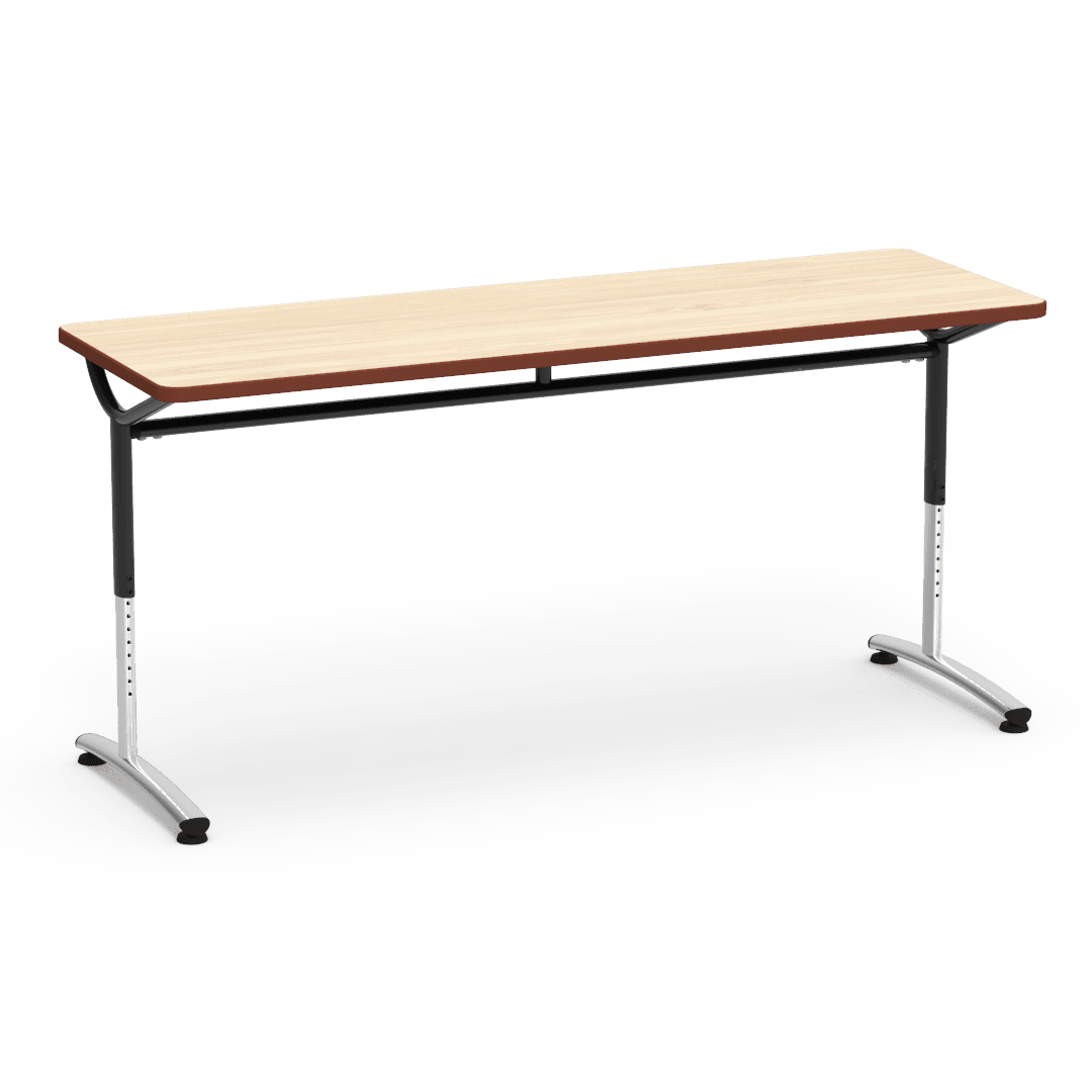 Virco TEXT Series Adjustable Height Training Table featuring Vertical Range and High - Performance Laminate Worksurface with Heavy - Gauge Steel Frame 72"W x 24"D x 26 - 34"H (TABLE - TE24728YADJ) - SchoolOutlet