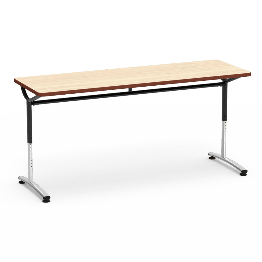 Virco TEXT Series Adjustable Height Training Table featuring Vertical Range and High - Performance Laminate Worksurface with Heavy - Gauge Steel Frame 72"W x 24"D x 26 - 34"H (TABLE - TE24728YADJ) - SchoolOutlet