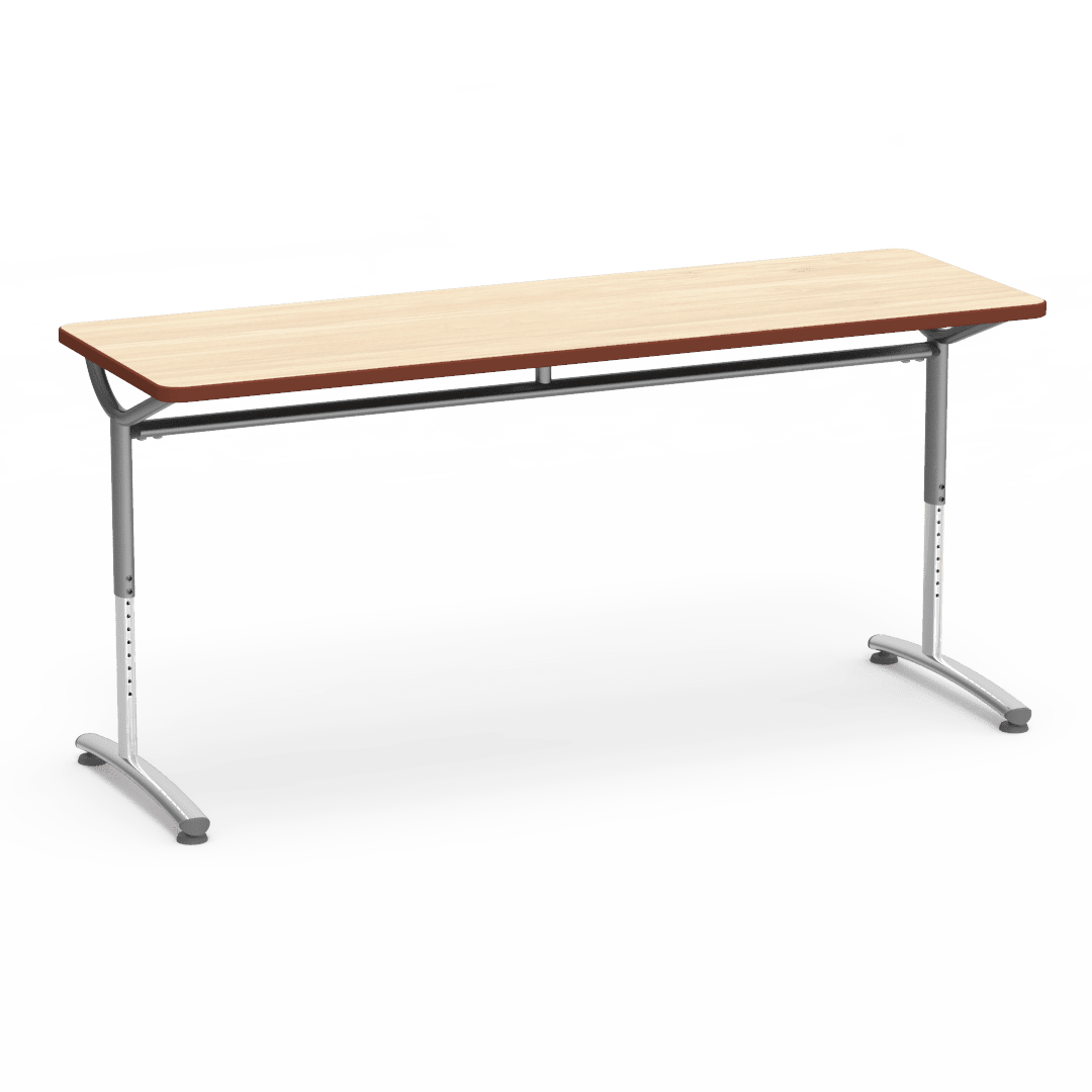 Virco TEXT Series Adjustable Height Training Table featuring Vertical Range and High - Performance Laminate Worksurface with Heavy - Gauge Steel Frame 72"W x 24"D x 26 - 34"H (TABLE - TE24728YADJ) - SchoolOutlet