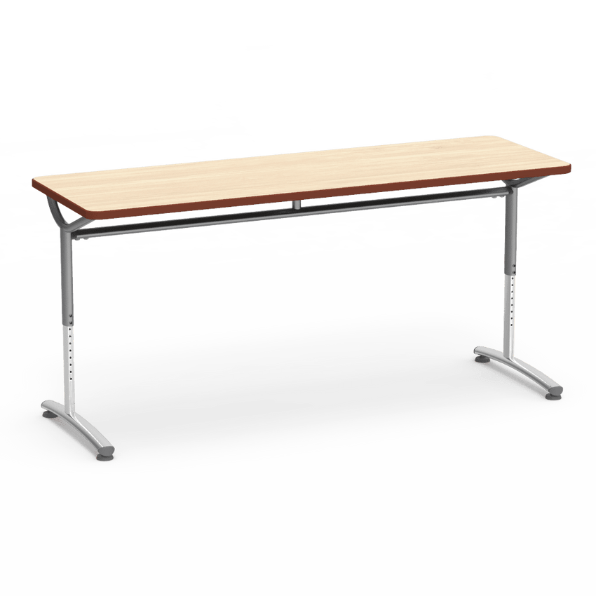 Virco TEXT Series Adjustable Height Training Table featuring Vertical Range and High - Performance Laminate Worksurface with Heavy - Gauge Steel Frame 72"W x 24"D x 26 - 34"H (TABLE - TE24728YADJ) - SchoolOutlet