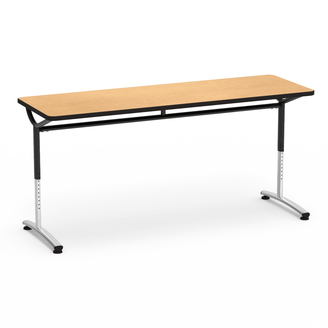 Virco TEXT Series Adjustable Height Training Table featuring Vertical Range and High - Performance Laminate Worksurface with Heavy - Gauge Steel Frame 72"W x 24"D x 26 - 34"H (TABLE - TE24728YADJ) - SchoolOutlet