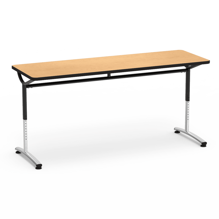 Virco TEXT Series Adjustable Height Training Table featuring Vertical Range and High - Performance Laminate Worksurface with Heavy - Gauge Steel Frame 72"W x 24"D x 26 - 34"H (TABLE - TE24728YADJ) - SchoolOutlet