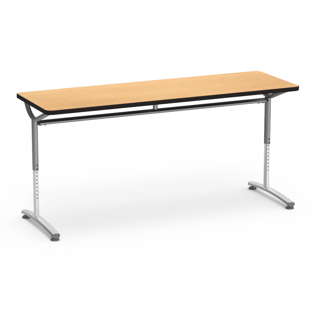 Virco TEXT Series Adjustable Height Training Table featuring Vertical Range and High - Performance Laminate Worksurface with Heavy - Gauge Steel Frame 72"W x 24"D x 26 - 34"H (TABLE - TE24728YADJ) - SchoolOutlet