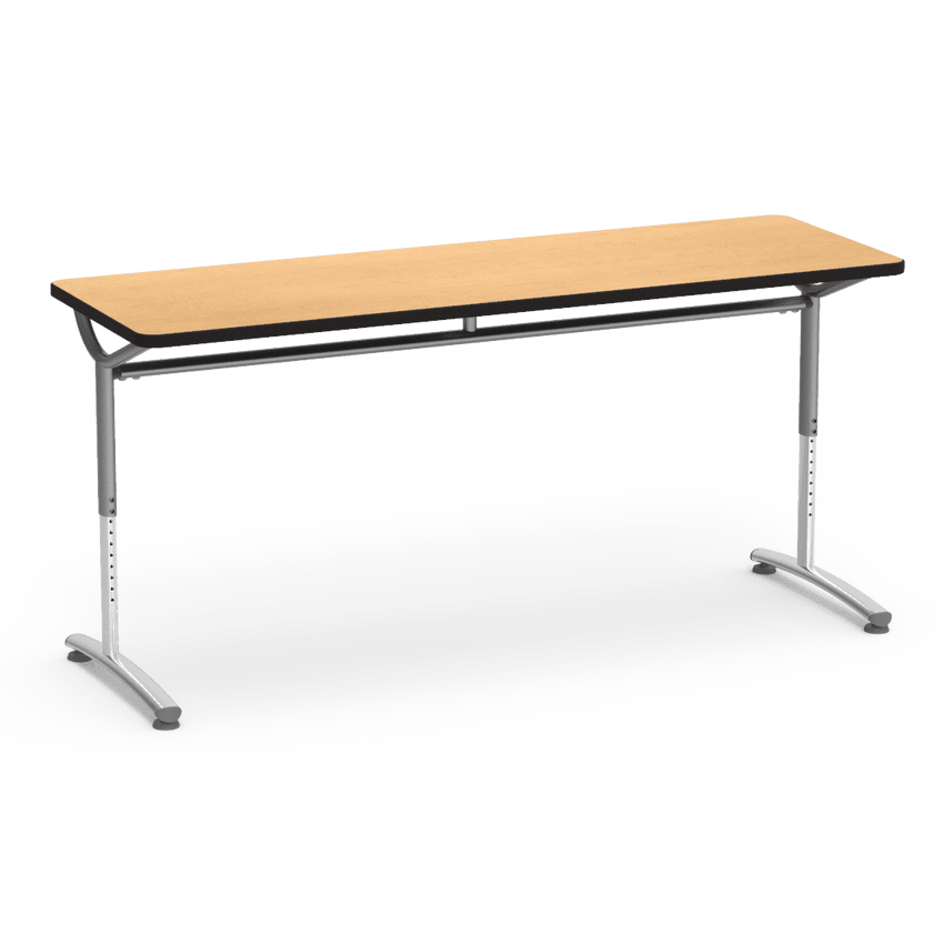 Virco TEXT Series Adjustable Height Training Table featuring Vertical Range and High - Performance Laminate Worksurface with Heavy - Gauge Steel Frame 72"W x 24"D x 26 - 34"H (TABLE - TE24728YADJ) - SchoolOutlet