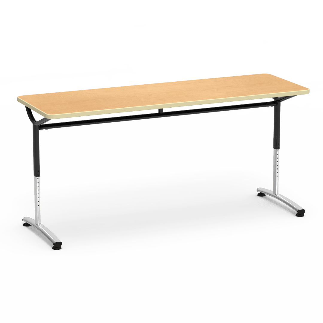 Virco TEXT Series Adjustable Height Training Table featuring Vertical Range and High - Performance Laminate Worksurface with Heavy - Gauge Steel Frame 72"W x 24"D x 26 - 34"H (TABLE - TE24728YADJ) - SchoolOutlet