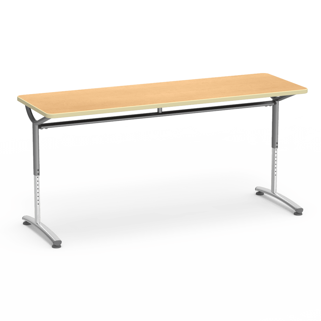 Virco TEXT Series Adjustable Height Training Table featuring Vertical Range and High - Performance Laminate Worksurface with Heavy - Gauge Steel Frame 72"W x 24"D x 26 - 34"H (TABLE - TE24728YADJ) - SchoolOutlet