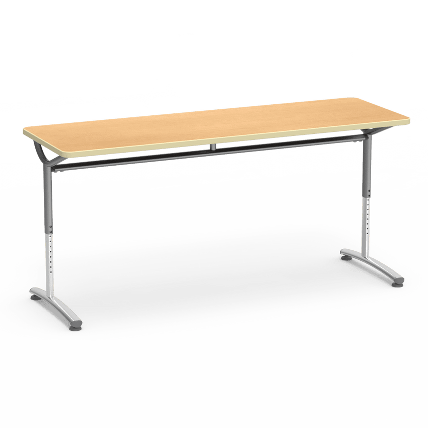 Virco TEXT Series Adjustable Height Training Table featuring Vertical Range and High - Performance Laminate Worksurface with Heavy - Gauge Steel Frame 72"W x 24"D x 26 - 34"H (TABLE - TE24728YADJ) - SchoolOutlet