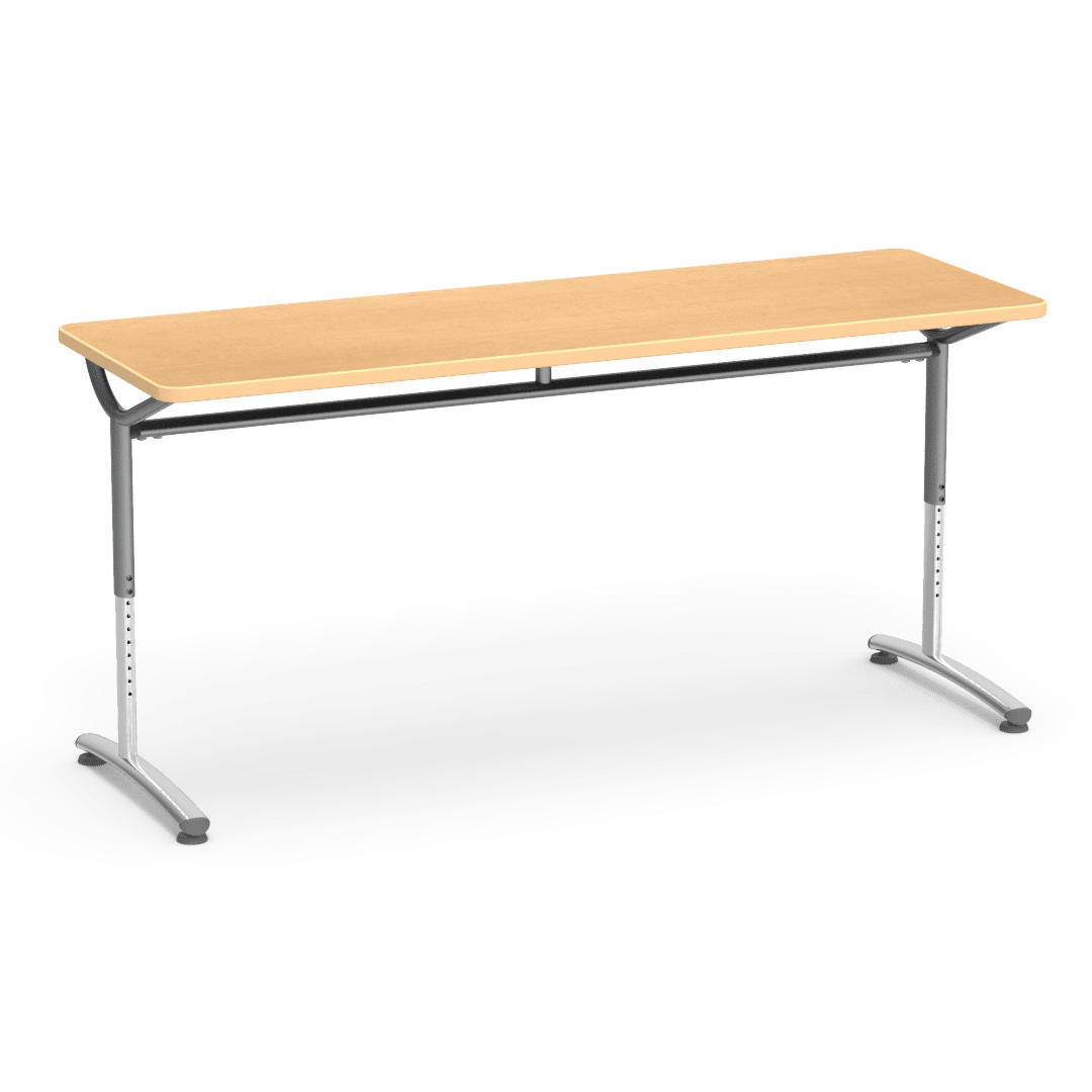 Virco TEXT Series Adjustable Height Training Table featuring Vertical Range and High - Performance Laminate Worksurface with Heavy - Gauge Steel Frame 72"W x 24"D x 26 - 34"H (TABLE - TE24728YADJ) - SchoolOutlet