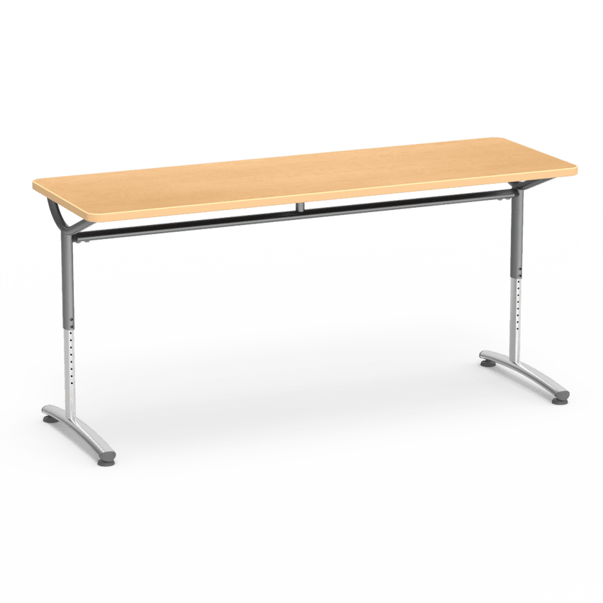 Virco TEXT Series Adjustable Height Training Table featuring Vertical Range and High - Performance Laminate Worksurface with Heavy - Gauge Steel Frame 72"W x 24"D x 26 - 34"H (TABLE - TE24728YADJ) - SchoolOutlet