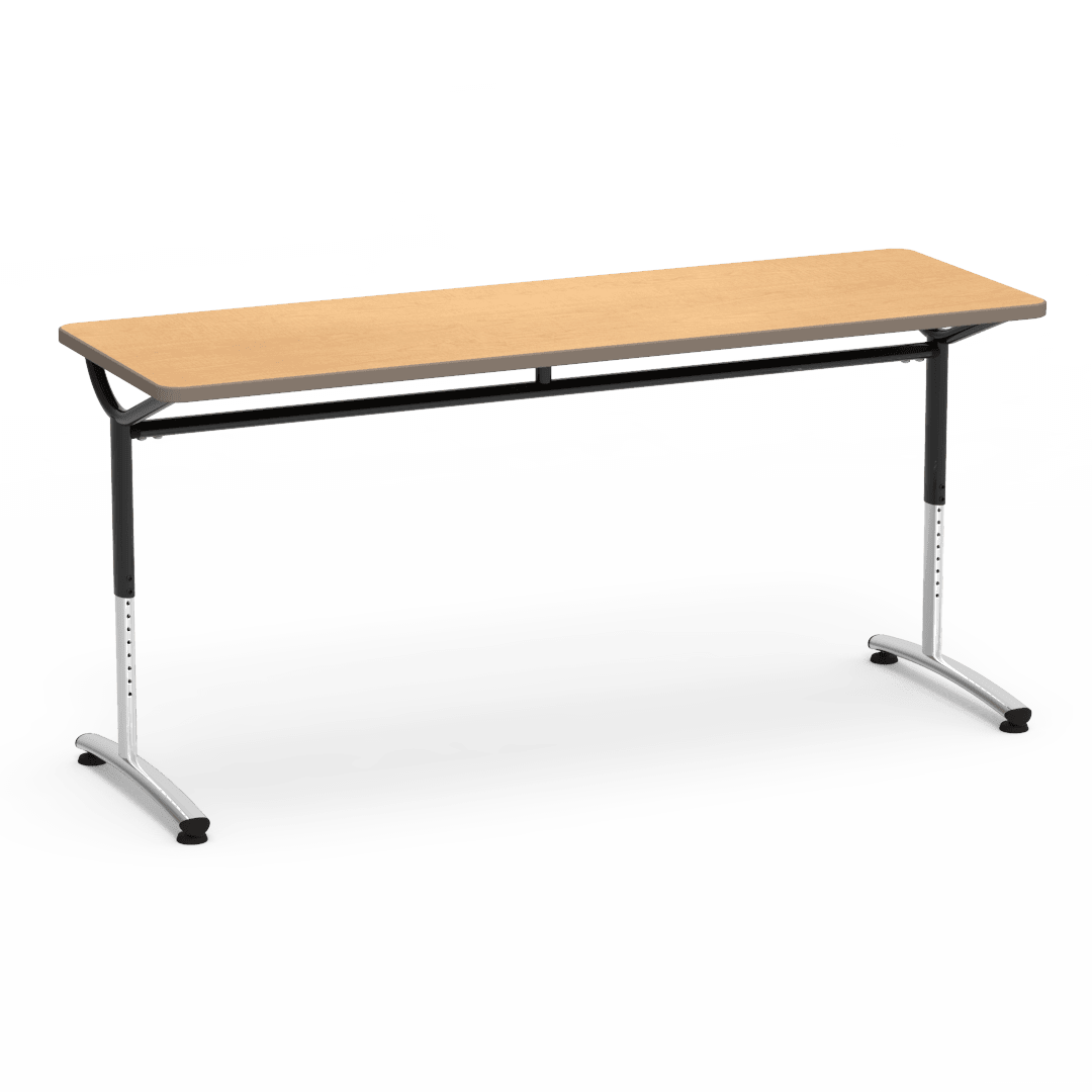 Virco TEXT Series Adjustable Height Training Table featuring Vertical Range and High - Performance Laminate Worksurface with Heavy - Gauge Steel Frame 72"W x 24"D x 26 - 34"H (TABLE - TE24728YADJ) - SchoolOutlet