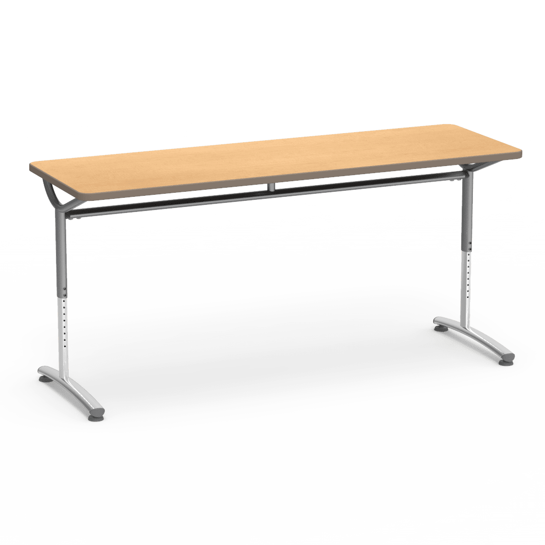 Virco TEXT Series Adjustable Height Training Table featuring Vertical Range and High - Performance Laminate Worksurface with Heavy - Gauge Steel Frame 72"W x 24"D x 26 - 34"H (TABLE - TE24728YADJ) - SchoolOutlet