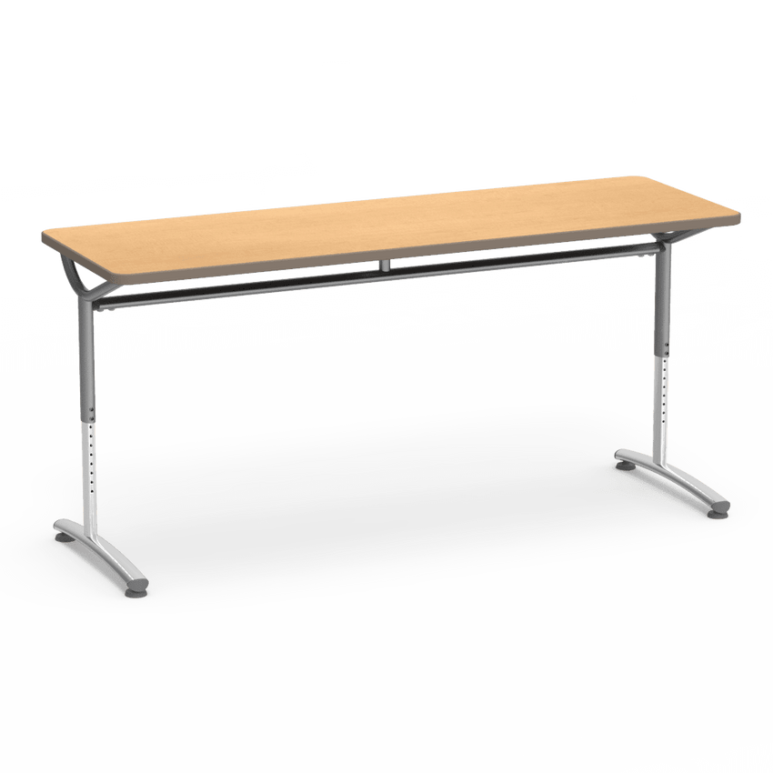 Virco TEXT Series Adjustable Height Training Table featuring Vertical Range and High - Performance Laminate Worksurface with Heavy - Gauge Steel Frame 72"W x 24"D x 26 - 34"H (TABLE - TE24728YADJ) - SchoolOutlet