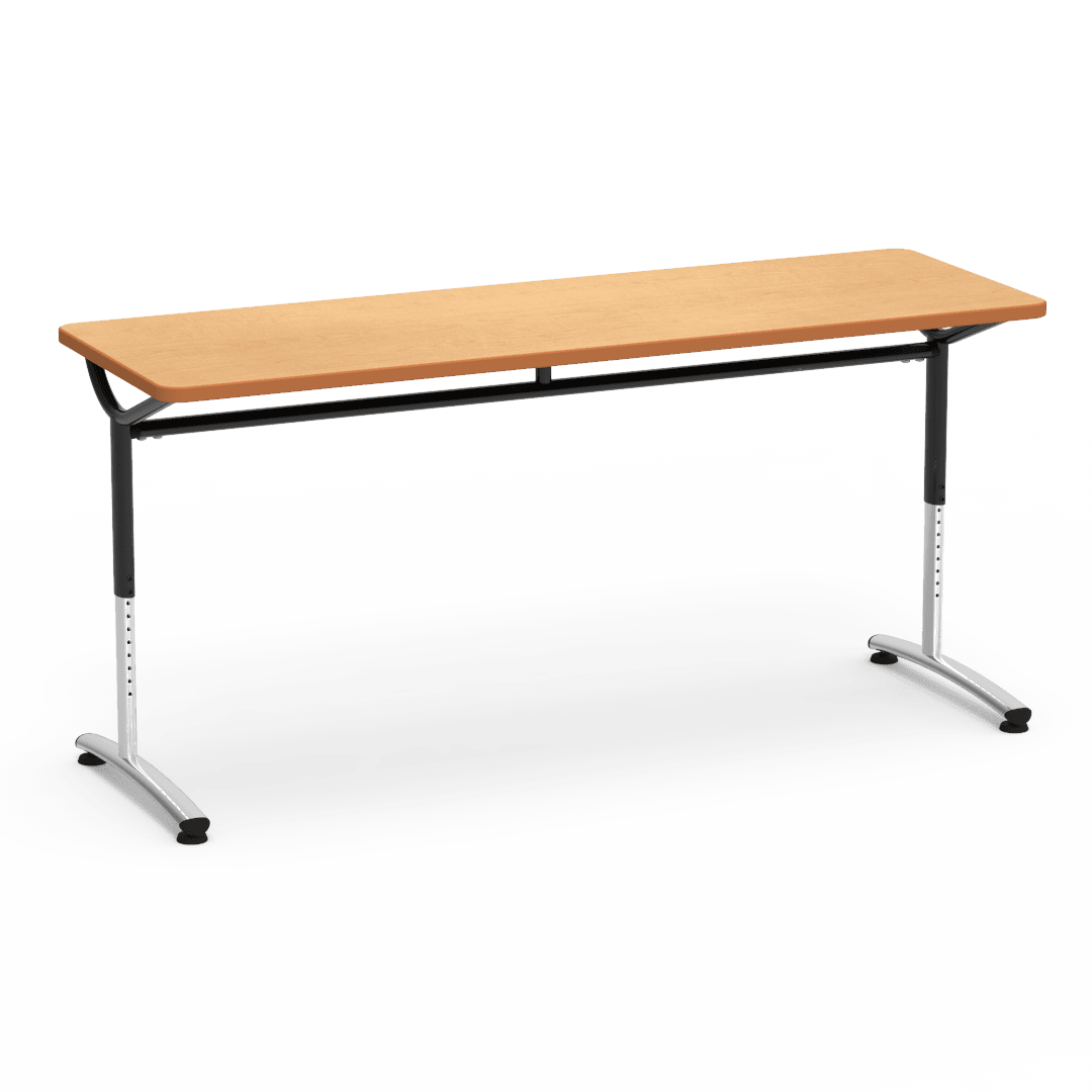Virco TEXT Series Adjustable Height Training Table featuring Vertical Range and High - Performance Laminate Worksurface with Heavy - Gauge Steel Frame 72"W x 24"D x 26 - 34"H (TABLE - TE24728YADJ) - SchoolOutlet