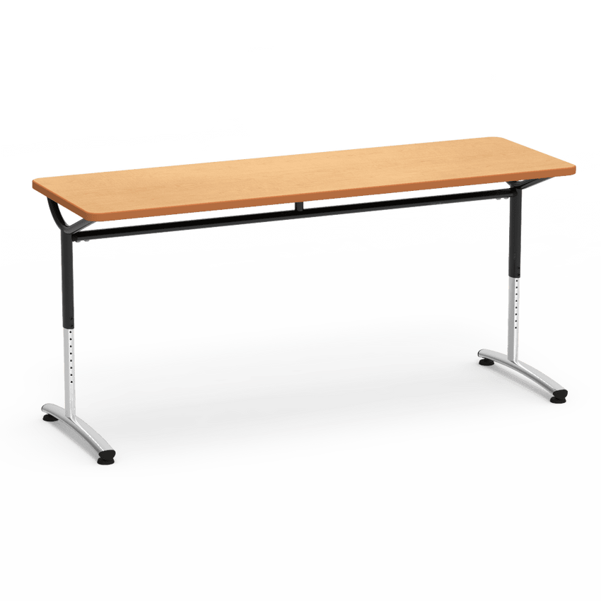 Virco TEXT Series Adjustable Height Training Table featuring Vertical Range and High - Performance Laminate Worksurface with Heavy - Gauge Steel Frame 72"W x 24"D x 26 - 34"H (TABLE - TE24728YADJ) - SchoolOutlet