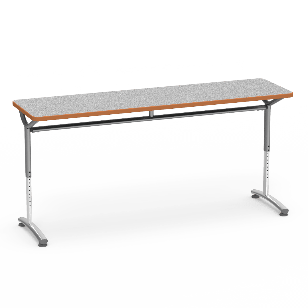 Virco TEXT Series Adjustable Height Training Table featuring Vertical Range and High - Performance Laminate Worksurface with Heavy - Gauge Steel Frame 72"W x 24"D x 26 - 34"H (TABLE - TE24728YADJ) - SchoolOutlet
