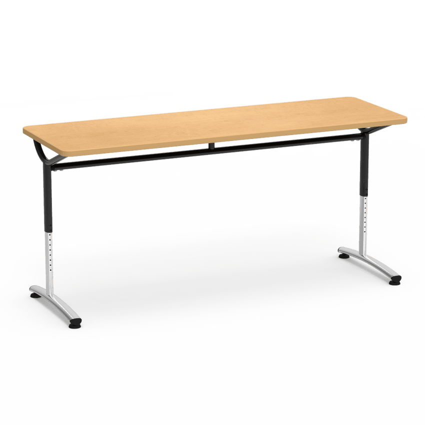 Virco TEXT Series Adjustable Height Training Table featuring Vertical Range and High - Performance Laminate Worksurface with Heavy - Gauge Steel Frame 72"W x 24"D x 26 - 34"H (TABLE - TE24728YADJ) - SchoolOutlet