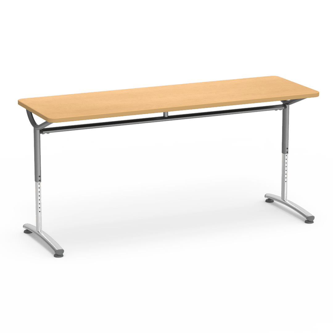 Virco TEXT Series Adjustable Height Training Table featuring Vertical Range and High - Performance Laminate Worksurface with Heavy - Gauge Steel Frame 72"W x 24"D x 26 - 34"H (TABLE - TE24728YADJ) - SchoolOutlet