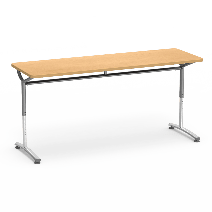 Virco TEXT Series Adjustable Height Training Table featuring Vertical Range and High - Performance Laminate Worksurface with Heavy - Gauge Steel Frame 72"W x 24"D x 26 - 34"H (TABLE - TE24728YADJ) - SchoolOutlet