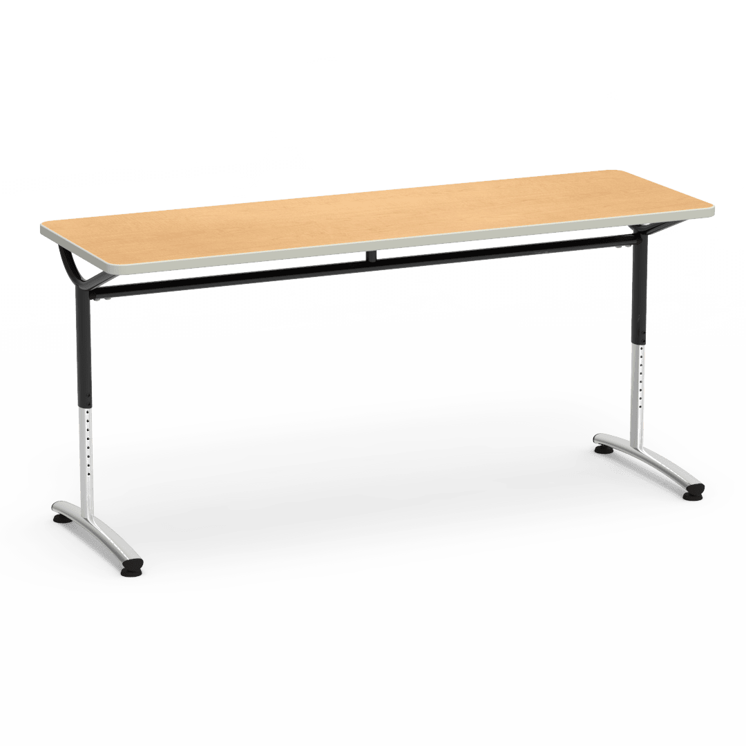 Virco TEXT Series Adjustable Height Training Table featuring Vertical Range and High - Performance Laminate Worksurface with Heavy - Gauge Steel Frame 72"W x 24"D x 26 - 34"H (TABLE - TE24728YADJ) - SchoolOutlet