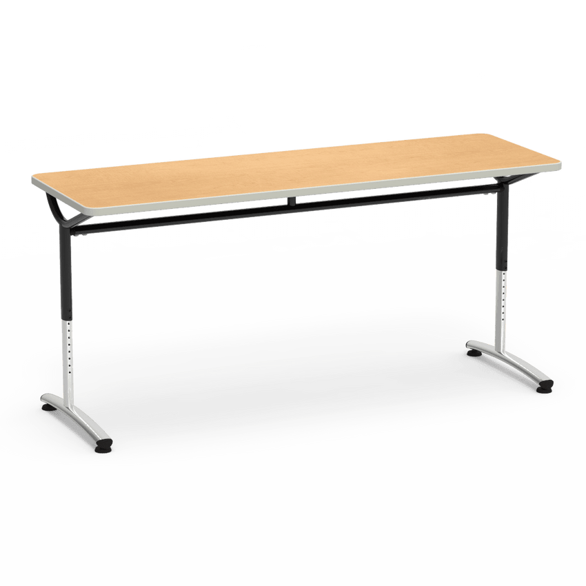 Virco TEXT Series Adjustable Height Training Table featuring Vertical Range and High - Performance Laminate Worksurface with Heavy - Gauge Steel Frame 72"W x 24"D x 26 - 34"H (TABLE - TE24728YADJ) - SchoolOutlet