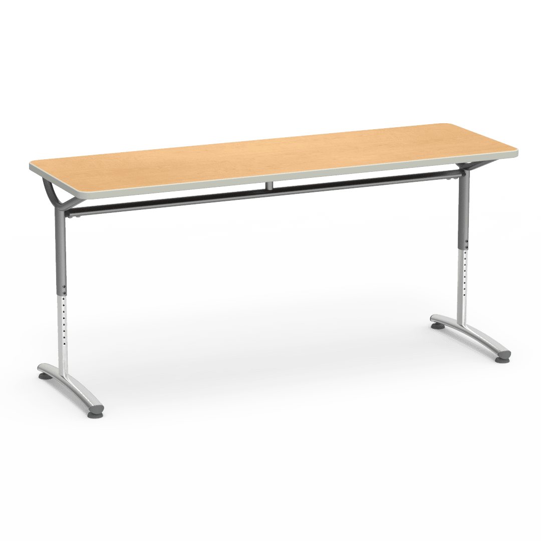 Virco TEXT Series Adjustable Height Training Table featuring Vertical Range and High - Performance Laminate Worksurface with Heavy - Gauge Steel Frame 72"W x 24"D x 26 - 34"H (TABLE - TE24728YADJ) - SchoolOutlet