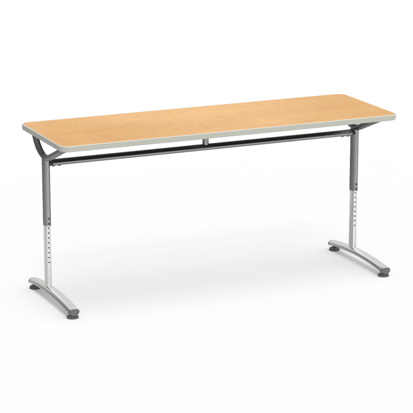 Virco TEXT Series Adjustable Height Training Table featuring Vertical Range and High - Performance Laminate Worksurface with Heavy - Gauge Steel Frame 72"W x 24"D x 26 - 34"H (TABLE - TE24728YADJ) - SchoolOutlet