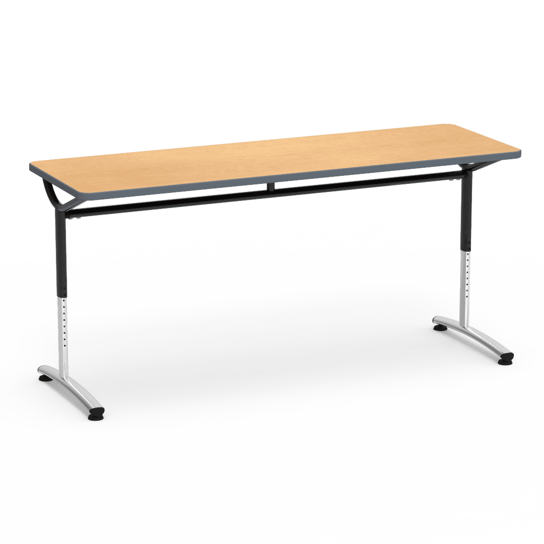 Virco TEXT Series Adjustable Height Training Table featuring Vertical Range and High - Performance Laminate Worksurface with Heavy - Gauge Steel Frame 72"W x 24"D x 26 - 34"H (TABLE - TE24728YADJ) - SchoolOutlet