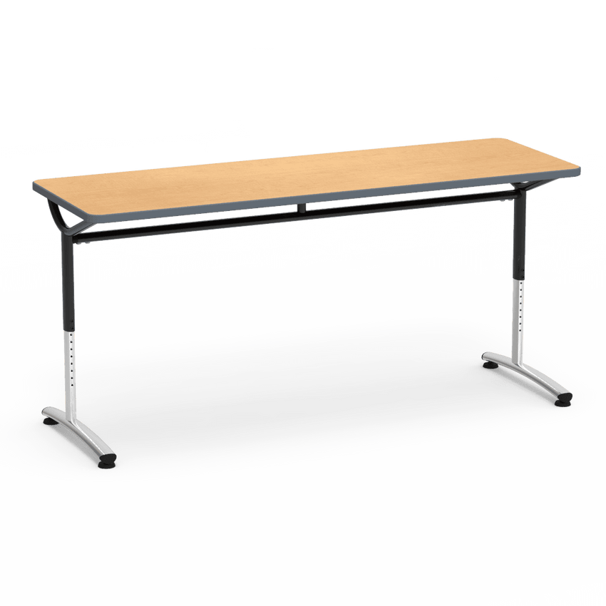 Virco TEXT Series Adjustable Height Training Table featuring Vertical Range and High - Performance Laminate Worksurface with Heavy - Gauge Steel Frame 72"W x 24"D x 26 - 34"H (TABLE - TE24728YADJ) - SchoolOutlet