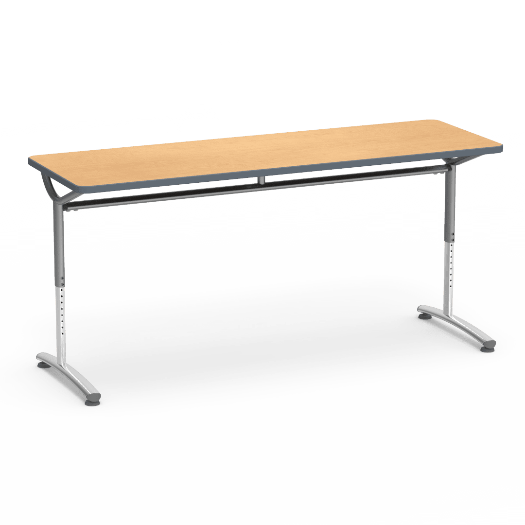 Virco TEXT Series Adjustable Height Training Table featuring Vertical Range and High - Performance Laminate Worksurface with Heavy - Gauge Steel Frame 72"W x 24"D x 26 - 34"H (TABLE - TE24728YADJ) - SchoolOutlet