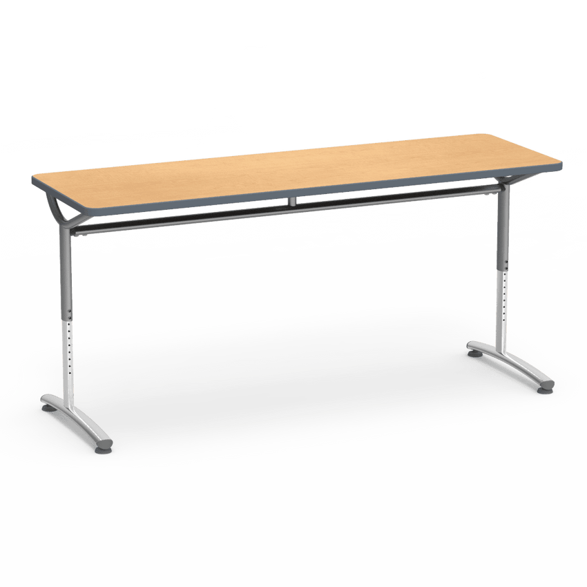 Virco TEXT Series Adjustable Height Training Table featuring Vertical Range and High - Performance Laminate Worksurface with Heavy - Gauge Steel Frame 72"W x 24"D x 26 - 34"H (TABLE - TE24728YADJ) - SchoolOutlet