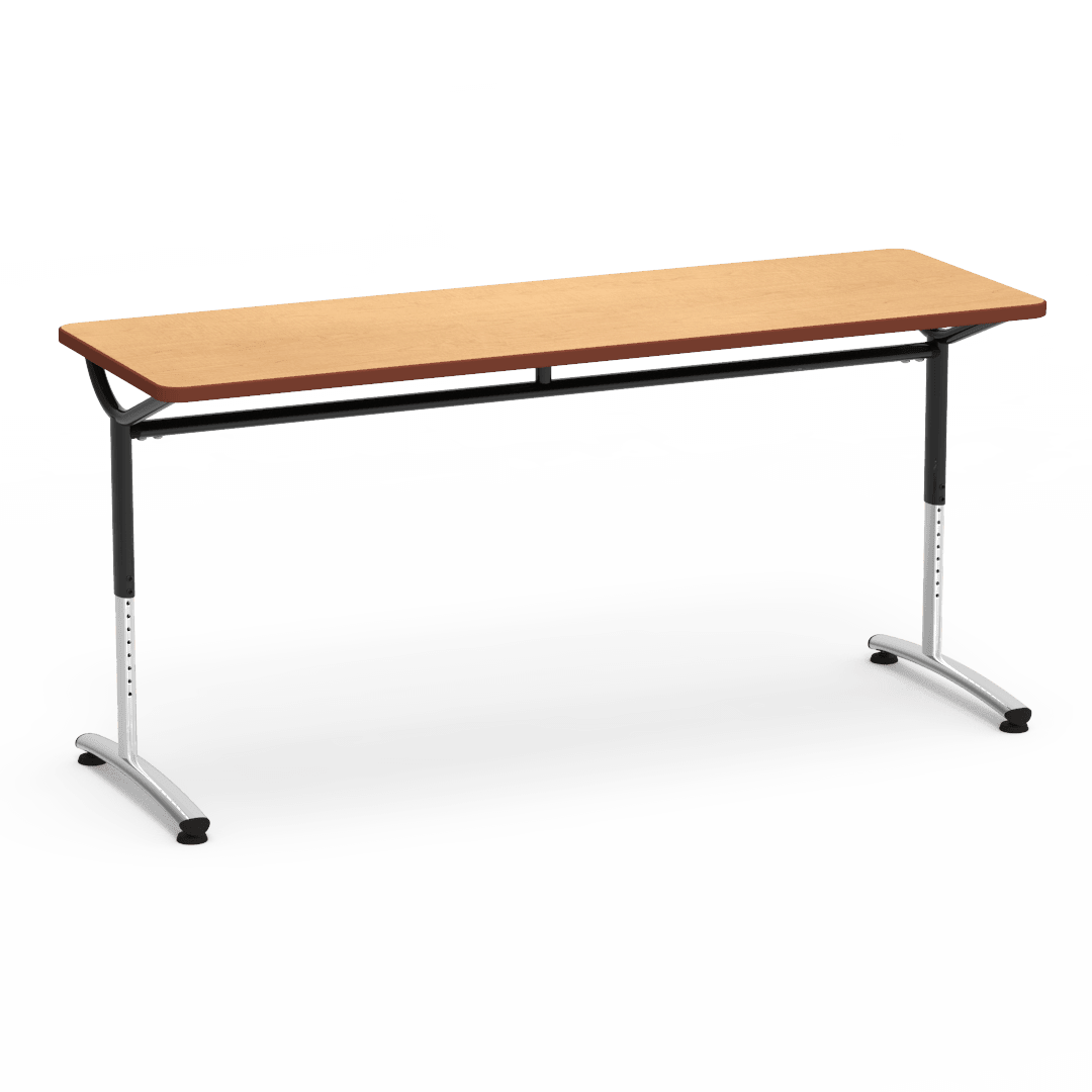 Virco TEXT Series Adjustable Height Training Table featuring Vertical Range and High - Performance Laminate Worksurface with Heavy - Gauge Steel Frame 72"W x 24"D x 26 - 34"H (TABLE - TE24728YADJ) - SchoolOutlet