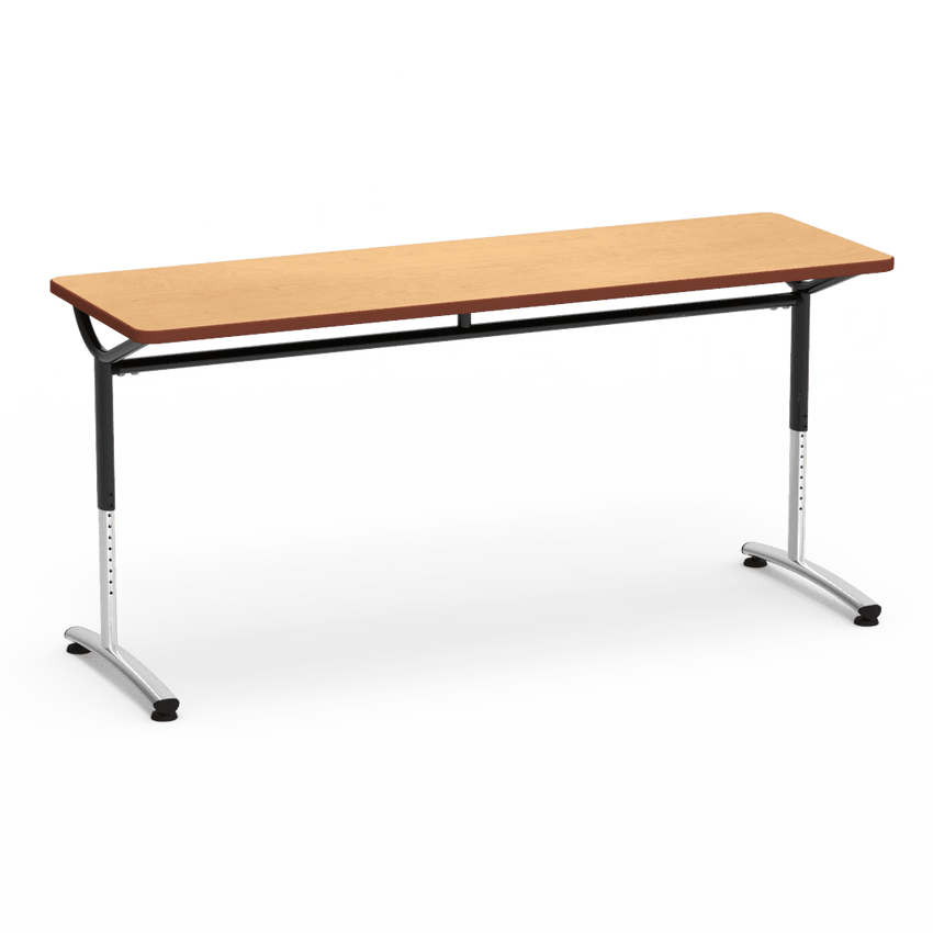 Virco TEXT Series Adjustable Height Training Table featuring Vertical Range and High - Performance Laminate Worksurface with Heavy - Gauge Steel Frame 72"W x 24"D x 26 - 34"H (TABLE - TE24728YADJ) - SchoolOutlet