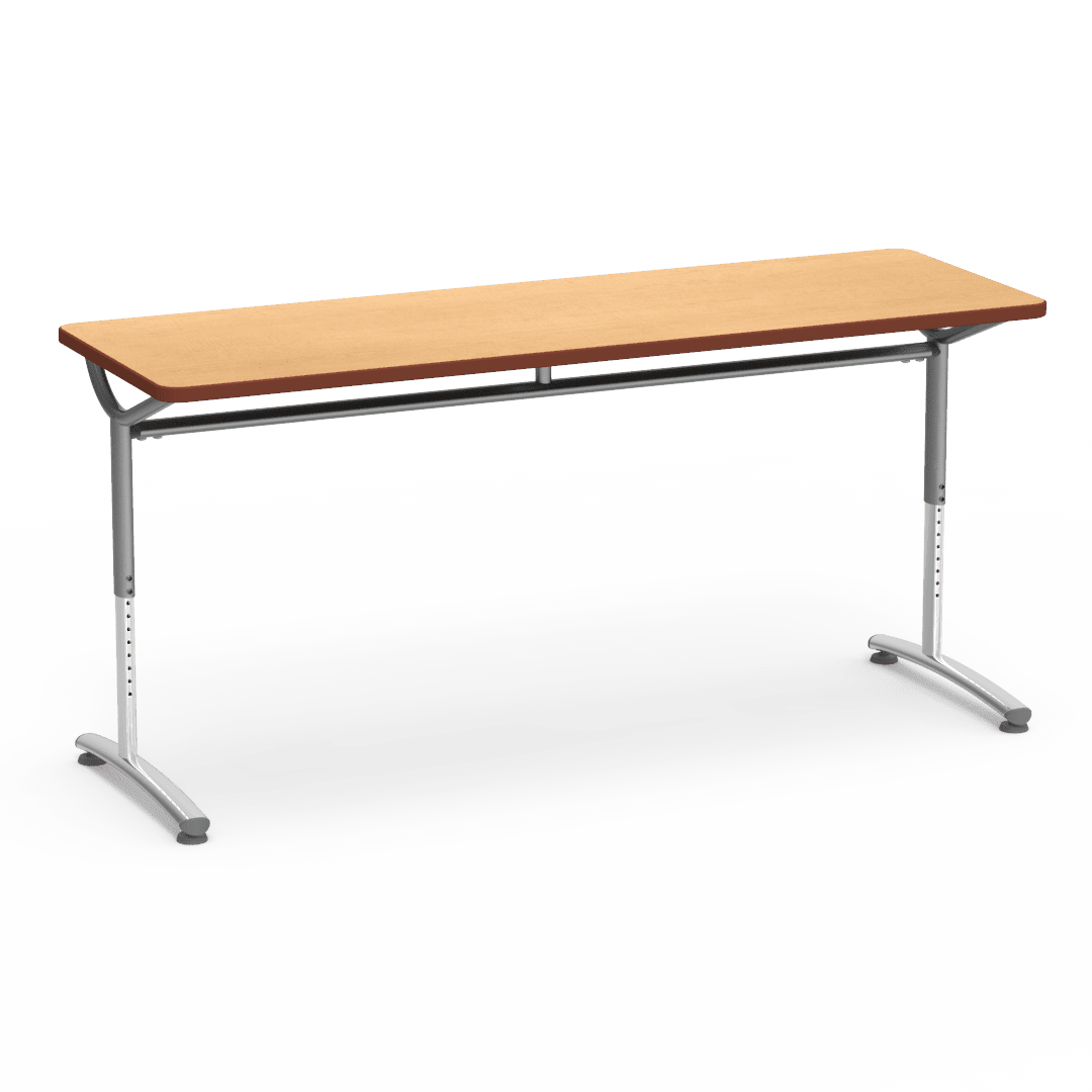 Virco TEXT Series Adjustable Height Training Table featuring Vertical Range and High - Performance Laminate Worksurface with Heavy - Gauge Steel Frame 72"W x 24"D x 26 - 34"H (TABLE - TE24728YADJ) - SchoolOutlet