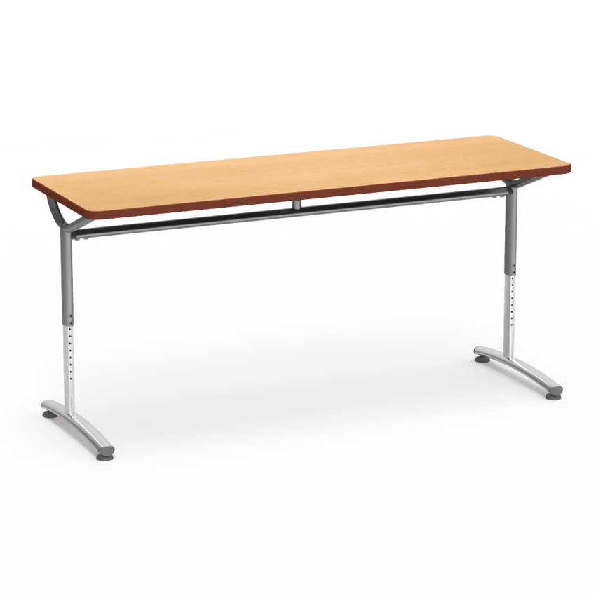 Virco TEXT Series Adjustable Height Training Table featuring Vertical Range and High - Performance Laminate Worksurface with Heavy - Gauge Steel Frame 72"W x 24"D x 26 - 34"H (TABLE - TE24728YADJ) - SchoolOutlet