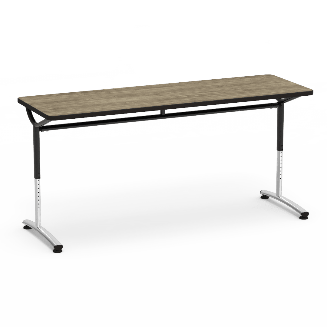 Virco TEXT Series Adjustable Height Training Table featuring Vertical Range and High - Performance Laminate Worksurface with Heavy - Gauge Steel Frame 72"W x 24"D x 26 - 34"H (TABLE - TE24728YADJ) - SchoolOutlet