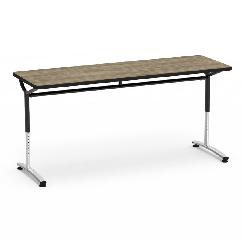 Virco TEXT Series Adjustable Height Training Table featuring Vertical Range and High - Performance Laminate Worksurface with Heavy - Gauge Steel Frame 72"W x 24"D x 26 - 34"H (TABLE - TE24728YADJ) - SchoolOutlet
