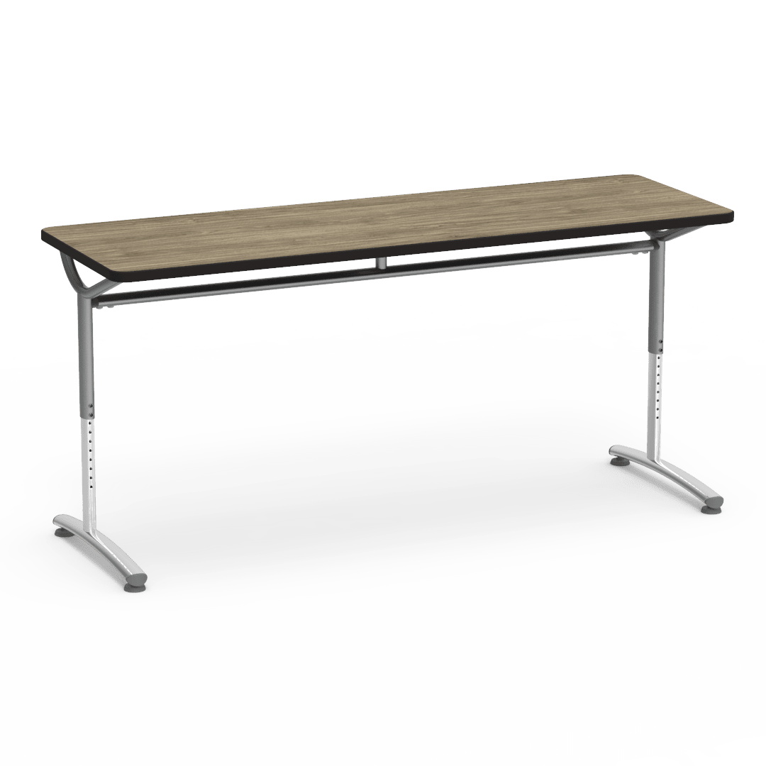 Virco TEXT Series Adjustable Height Training Table featuring Vertical Range and High - Performance Laminate Worksurface with Heavy - Gauge Steel Frame 72"W x 24"D x 26 - 34"H (TABLE - TE24728YADJ) - SchoolOutlet