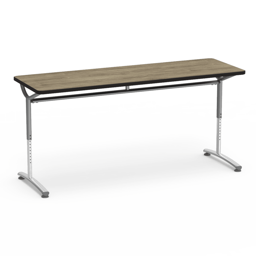 Virco TEXT Series Adjustable Height Training Table featuring Vertical Range and High - Performance Laminate Worksurface with Heavy - Gauge Steel Frame 72"W x 24"D x 26 - 34"H (TABLE - TE24728YADJ) - SchoolOutlet